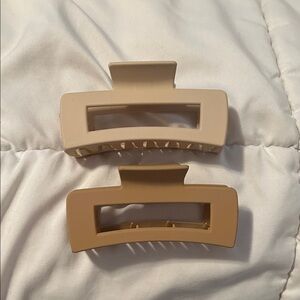 Everyday Neutral Matte Rectangular Hair Claw Clips - Set of 2